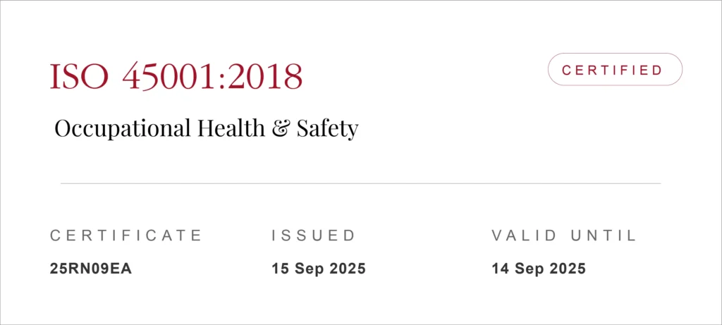 One Construct ISO certificate 45001_2018
